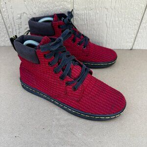 Dr Doc Martens Boots Maelly Lace Up Canvas Red Maroon High Top Women’s Size 6